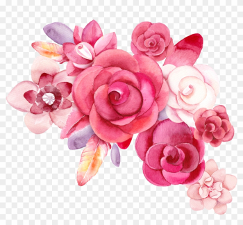 Pink Roses Flower Creative Watercolor - Watercolor Red Flowers Png