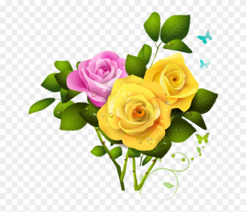 Pink Roses Flowers Bouquet Png File - Yellow Rose Photos Free Download