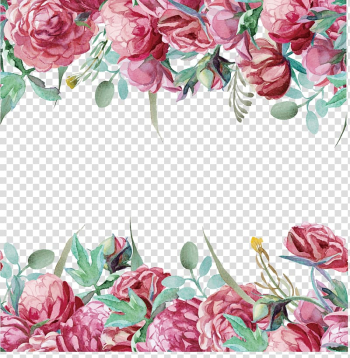 Pink roses illustration, Flower Computer file, Flower Border transparent background PNG clipart