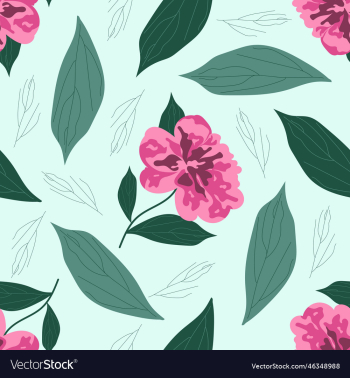 pink spring flower with leaf seamless pattern