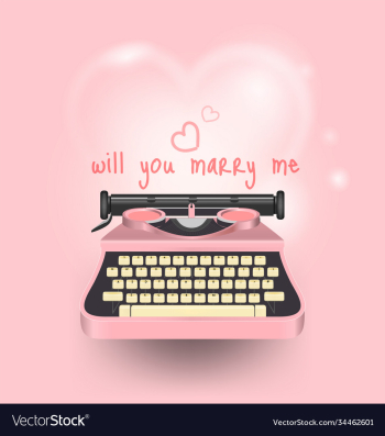 pink typewriter write a message will you marry