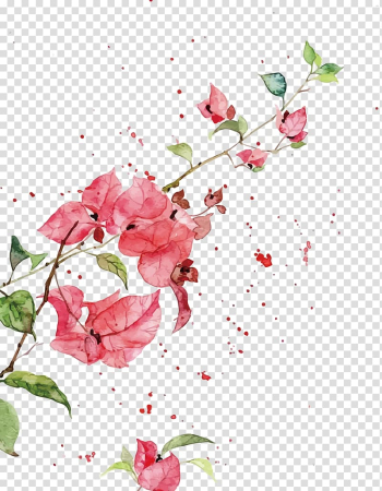 Pink watercolor bougainvillea , iPhone X iPhone 7 iPhone 8 Painting Art, red leaves plant transparent background PNG clipart