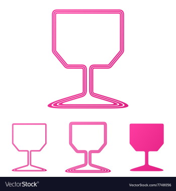 Pink wine glass logo design set vector image Pink wine glass logo design set vector image