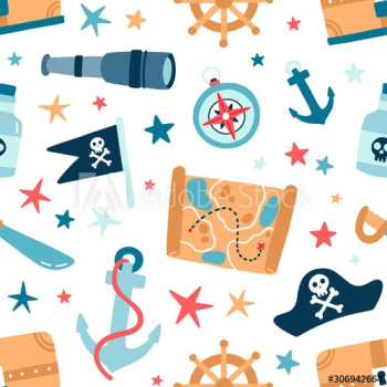 Pirate sea flat vector seamless pattern Pirate sea flat vector seamless pattern