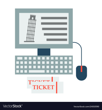 Pisa tower on computer and ticket vector image Pisa tower on computer and ticket vector image