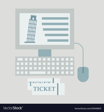 Pisa tower on computer and ticket vector image Pisa tower on computer and ticket vector image