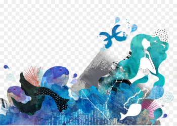 Pisces Cartoon Constellation - Hand-painted constellation Pisces 