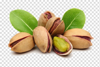 Pistachio nuts illustration, Pistachio Nut Food Almond, Green leaves and pistachios transparent background PNG clipart