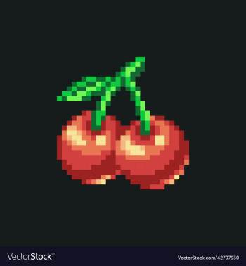 pixel art cherry fruit icon for game development pixel art cherry fruit icon for game development