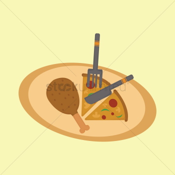 Pizza and drumstick