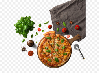 Pizza Chili con carne Food Pasta Ingredient - Pizza next to the tablecloth 