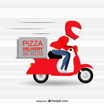Pizza delivery in a motorbike Pizza delivery in a motorbike