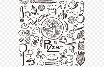 Pizza Italian cuisine Fast food Drawing - Gourmet Pizza Pizza Italian cuisine Fast food Drawing - Gourmet Pizza