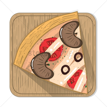Pizza slice with pan