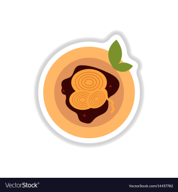 Pizza with onion sticker vector image Pizza with onion sticker vector image