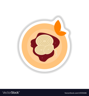 Pizza with onion sticker vector image Pizza with onion sticker vector image
