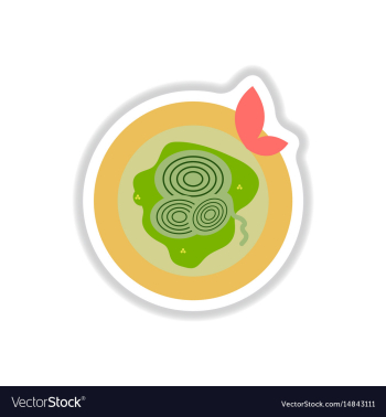 Pizza with onion sticker vector image Pizza with onion sticker vector image