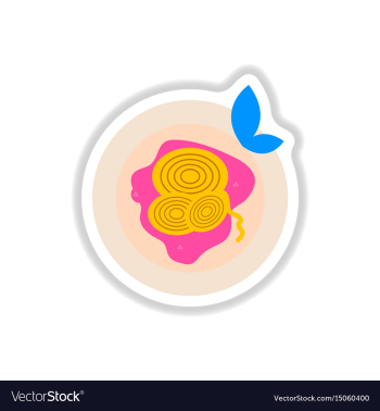 Pizza with onion sticker vector image Pizza with onion sticker vector image
