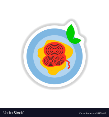 Pizza with onion sticker vector image Pizza with onion sticker vector image