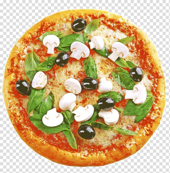 Pizza with vegetables and mushroom toppings, Sicilian pizza California-style pizza Pizza Margherita Vegetarian cuisine, Pizza transparent background PNG clipart