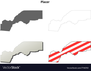 Placer County California outline map set vector image Placer County California outline map set vector image