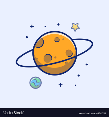 planet saturn with star in space cartoon planet saturn with star in space cartoon