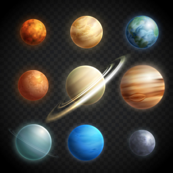 Planets realistic transparent set Free Vector Planets realistic transparent set Free Vector