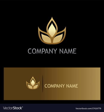 Plant leaf organic beauty gold logo vector image Plant leaf organic beauty gold logo vector image