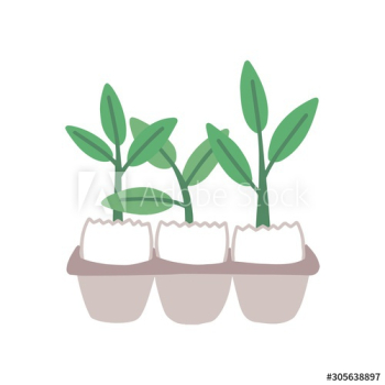 Plant sprouts in eggshell flat vector illustration Plant sprouts in eggshell flat vector illustration