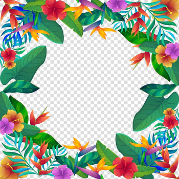 Plants border, , tropical flowers transparent background PNG clipart