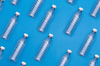 Plastic Bottles On Blue Plastic Bottles On Blue