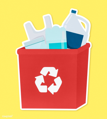 Plastic in a red recycling bin | Free stock psd mockup - 514517
