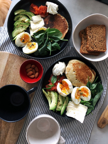 Plate of Pancake and Vegetables
