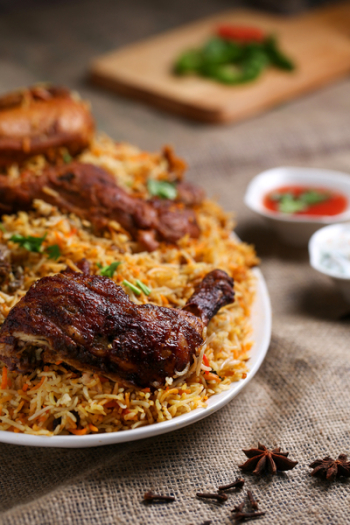Plate of Rice and Cooked Meat Plate of Rice and Cooked Meat
