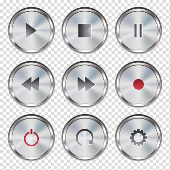 Play, stop, and pause buttons, Push-button Icon, painted Pause Play Forward Record Shutdown Settings button transparent background PNG clipart