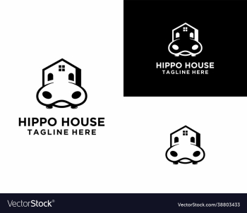 playful and modern hippo house logo playful and modern hippo house logo