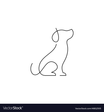 playful dog in continuous line art drawing style