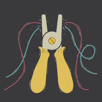 Pliers cutting electrical cable Pliers cutting electrical cable