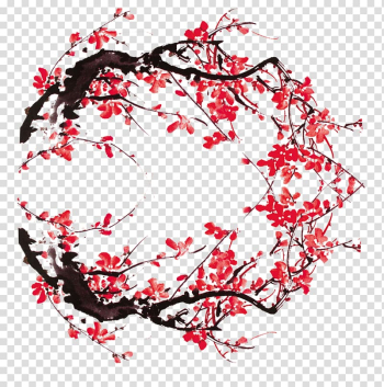 Plum blossom Ink wash painting, Plum flower transparent background PNG clipart Plum blossom Ink wash painting, Plum flower transparent background PNG clipart