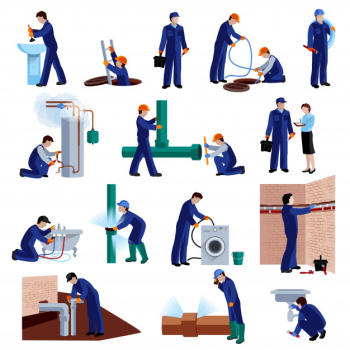 Plumber flat icons set Free Vector Plumber flat icons set Free Vector
