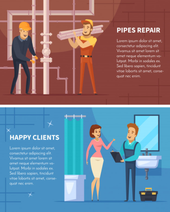 Plumber two horizontal banners Free Vector Plumber two horizontal banners Free Vector