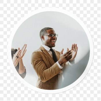 Png black businessman clapping sticker, | Free PNG - rawpixel