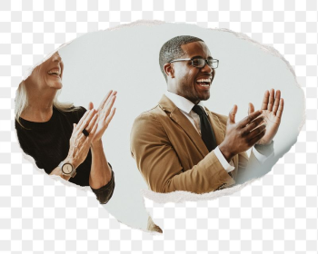 Png black businessman clapping sticker, | Free PNG - rawpixel