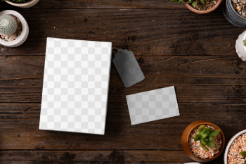 Png business card mockup on wooden table with… | Free stock illustration | High Resolution graphic