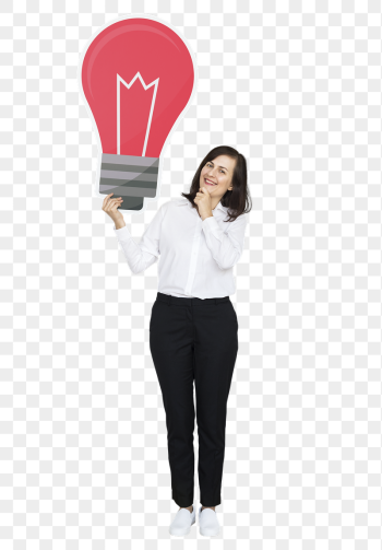 Png Businesswoman holding light bulb, | Free PNG - rawpixel