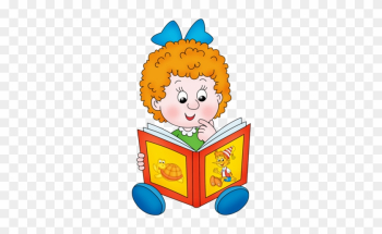 Дети Клипарт Png - Cartoon Girl Reading A Book