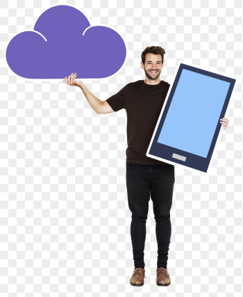 Png Cheerful man holding cloud | Free PNG - rawpixel