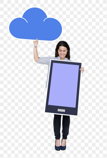 Png Cheerful woman holding tablet | Free PNG - rawpixel