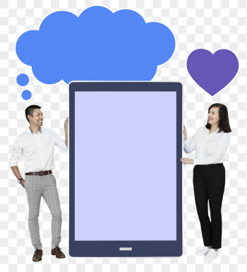 Png Couple with blank phone, | Free PNG - rawpixel