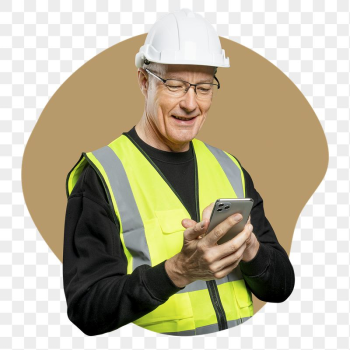 Png engineer using phone badge | Free PNG - rawpixel